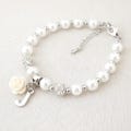 Personalised Flower Girl Bracelet | Silver Initial Pearl Bracelet | Keepsake Gift | Wedding Jewellery | Rose