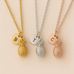 Pineapple necklace silver rose gold or gold personalised pineapple jewelry, initial necklace, personalised girls womens necklace summer gift