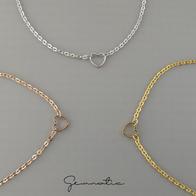 Silver,rose gold,or 16k gold plated heart choker necklace-perfect layering choker,dainty heart necklace, teen gifts best friend birthday 