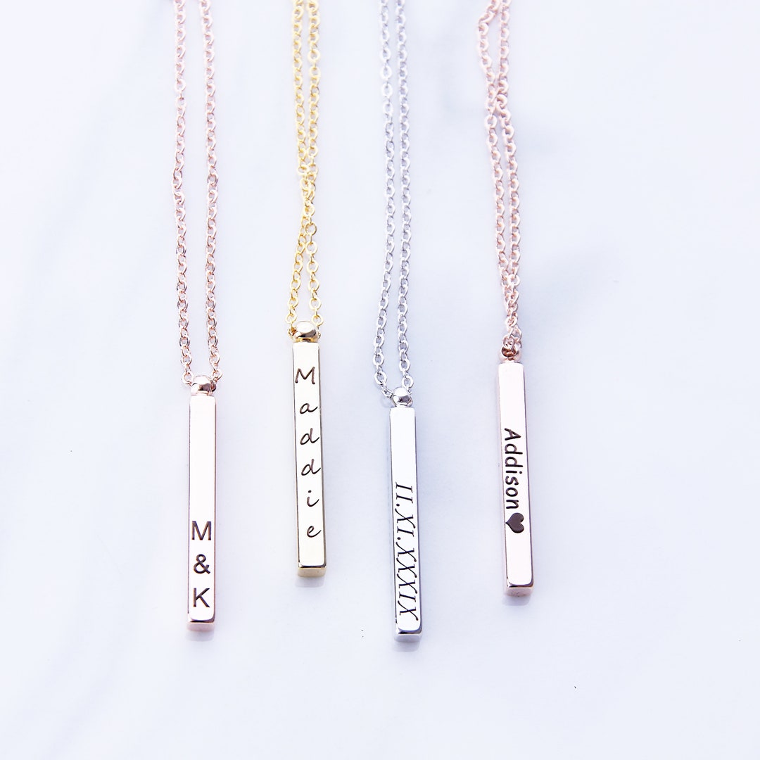 Vertical Bar Necklace 4 Sided 3D Stick Necklace Bridesmaid - Etsy