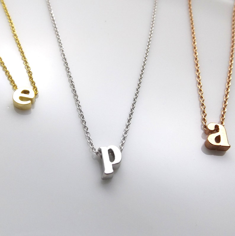 Initial choker rose gold silver or gold dainty letter choker minimal delicate lowercase initial necklace teen gift best friend birthday gift image 4