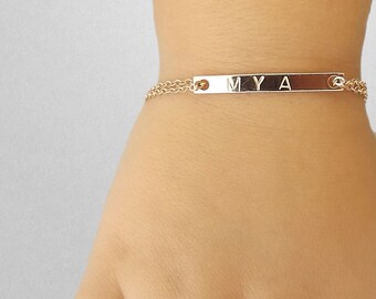 Children's Name Bracelet• Children's Jewelry• Girls Baptism Gift•Rose Gold Flower Girl Bracelet• Personalized Toddler Gift• Custom Kids Gift