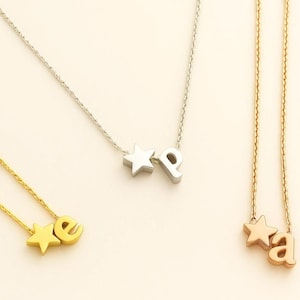 Star & Initial Necklace,Silver Rose Gold Gold,Star Jewellery,Star Jewelry,Teen Gift,Personalized Jewelry Gifts,Bridesmaid Gift Necklace