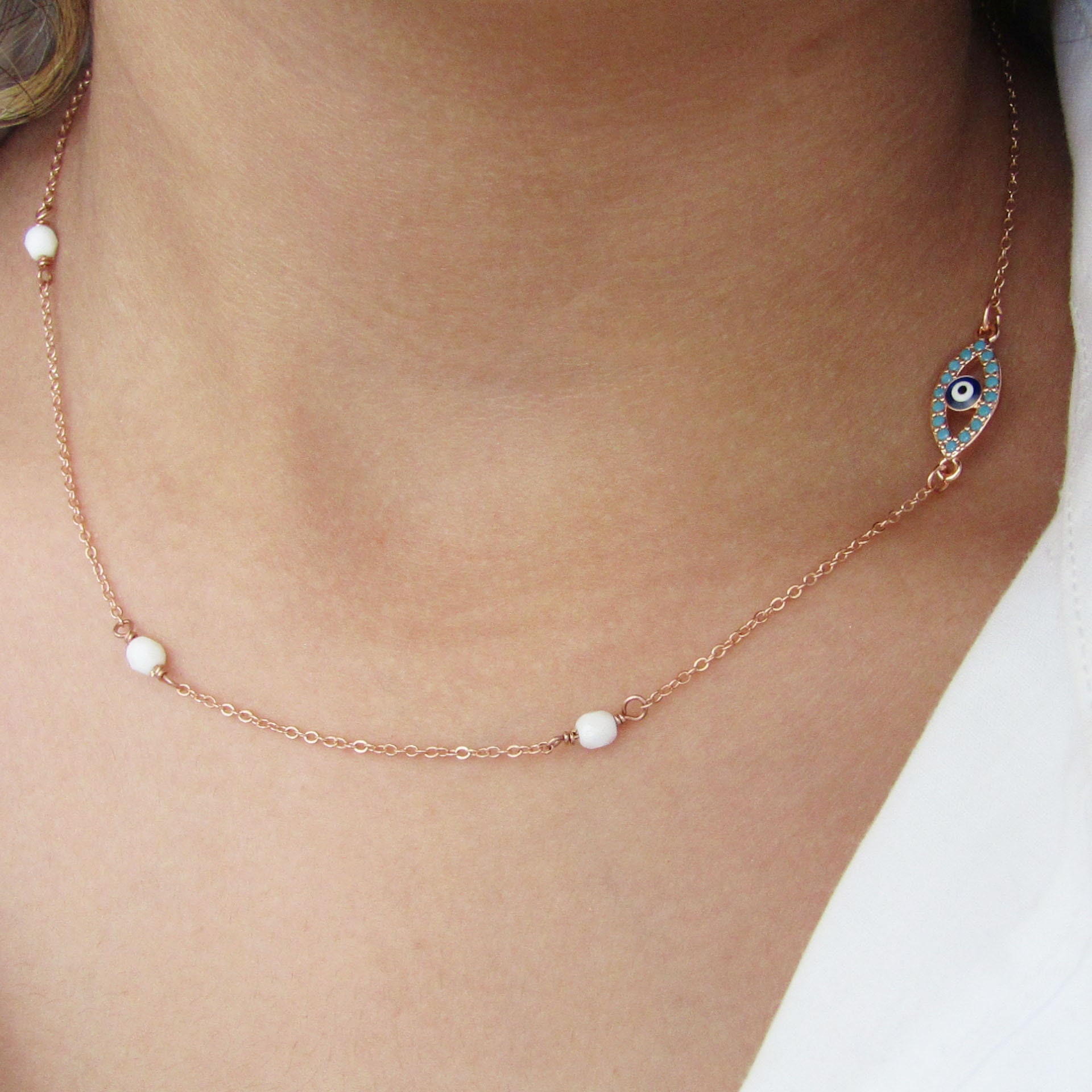 Evil Eye Choker Necklace Greek Evil Eye Jewelry Good Luck Etsy