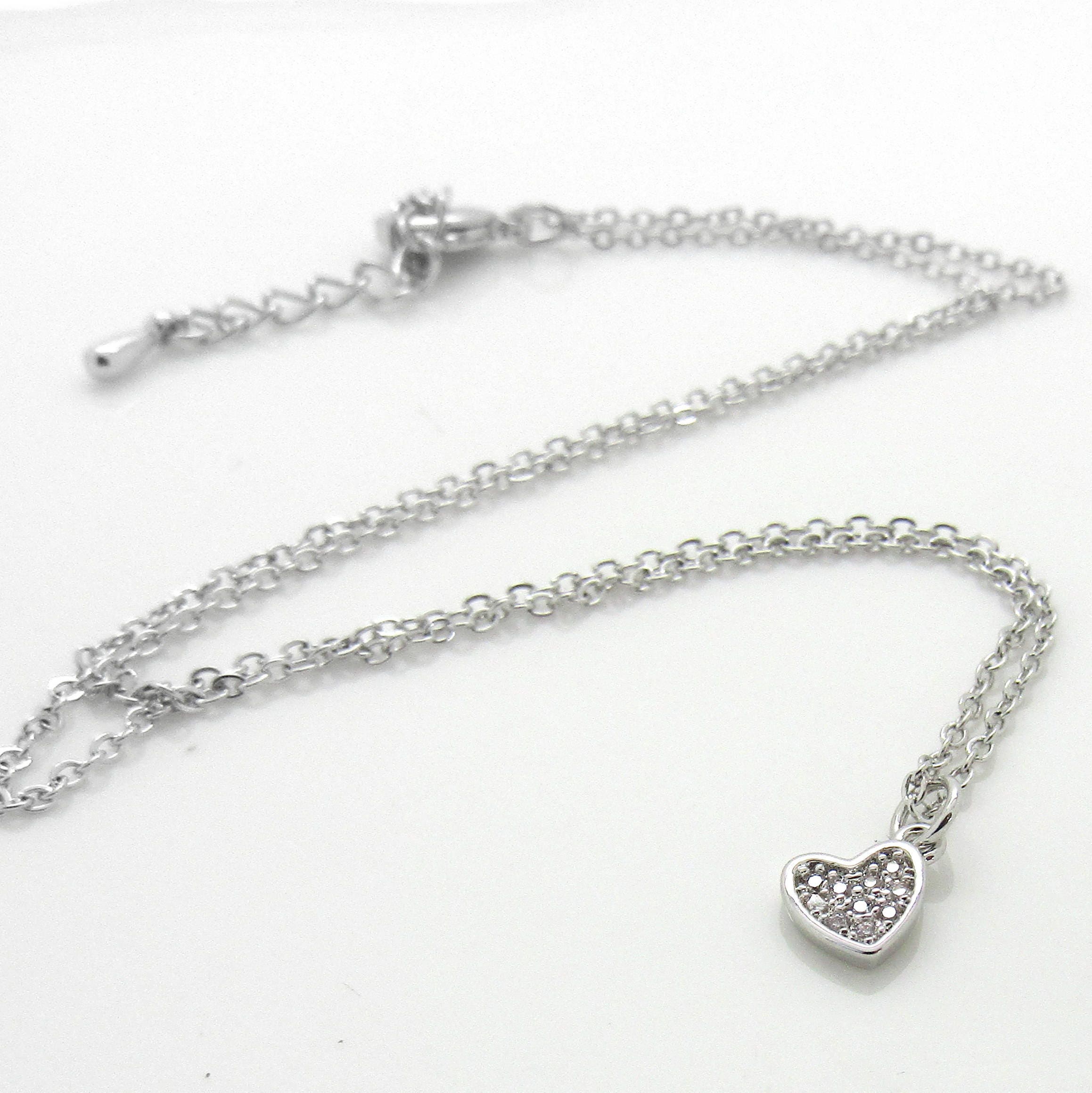 Children's Heart Necklace//cubic Zirconia//silver Rose Etsy