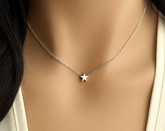 Tiny star necklace- silver rose gold or 16k gold- dainty layering necklace,bridesmaid gift,teen gift,best friend gift celestial jewelry