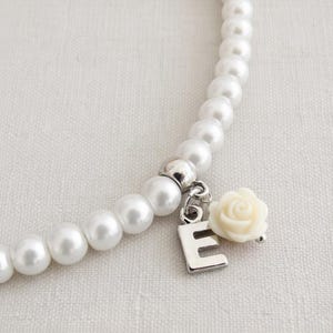 Collier personnalisé fille d'honneur | Collier de perles initiales | Cadeau souvenir | Bijoux de mariage | Roses
