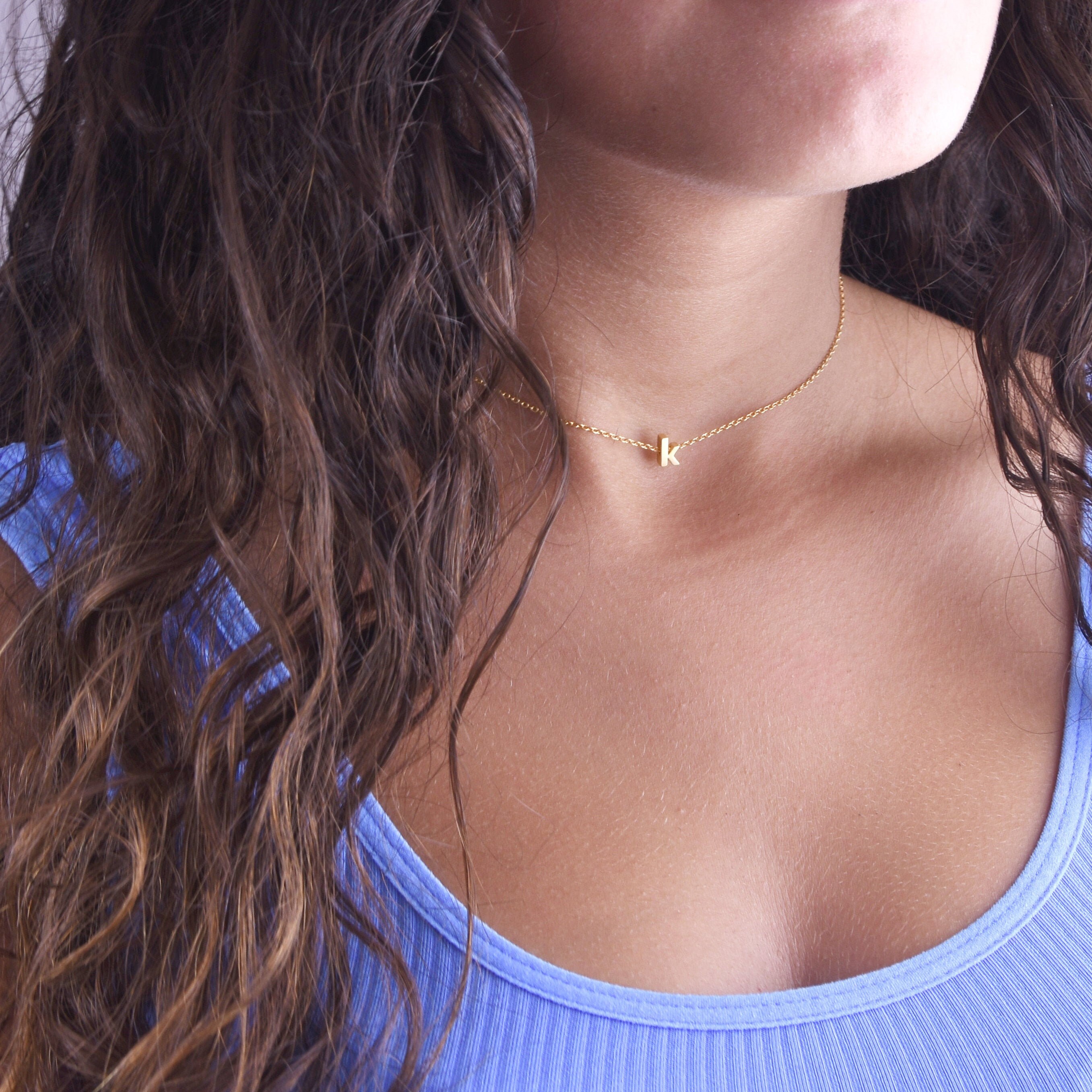 Dainty Initial Choker Necklace in 