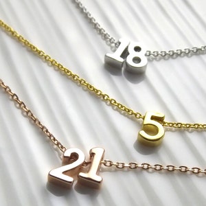 Gold number necklace custom number necklace in 16k gold plated, gold lucky number necklace, wife gifts mom personalized number image 3