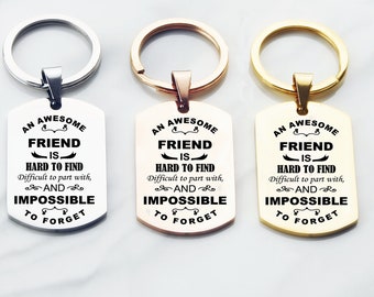 Personalised friend key chain, best friend gift, best friend birthday gift, gifts for friends, silver rose gold or gold custom friend gift