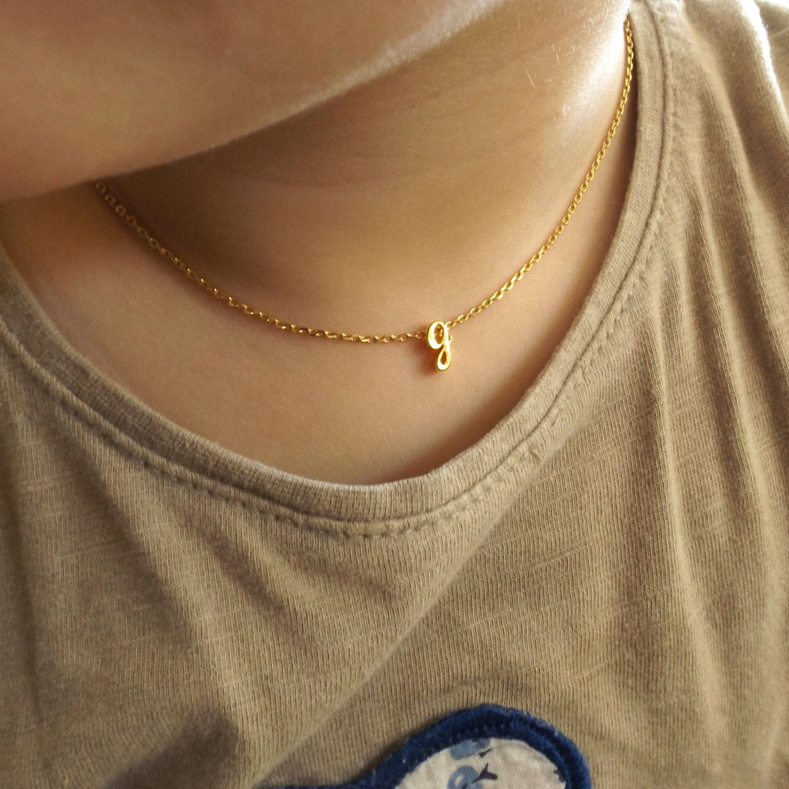 Silver Gold Rose Gold Children's Initial Necklace Etsy