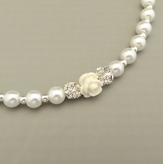 Pearl Flower Girl Necklace White or Ivory Flower Girl Gift Junior