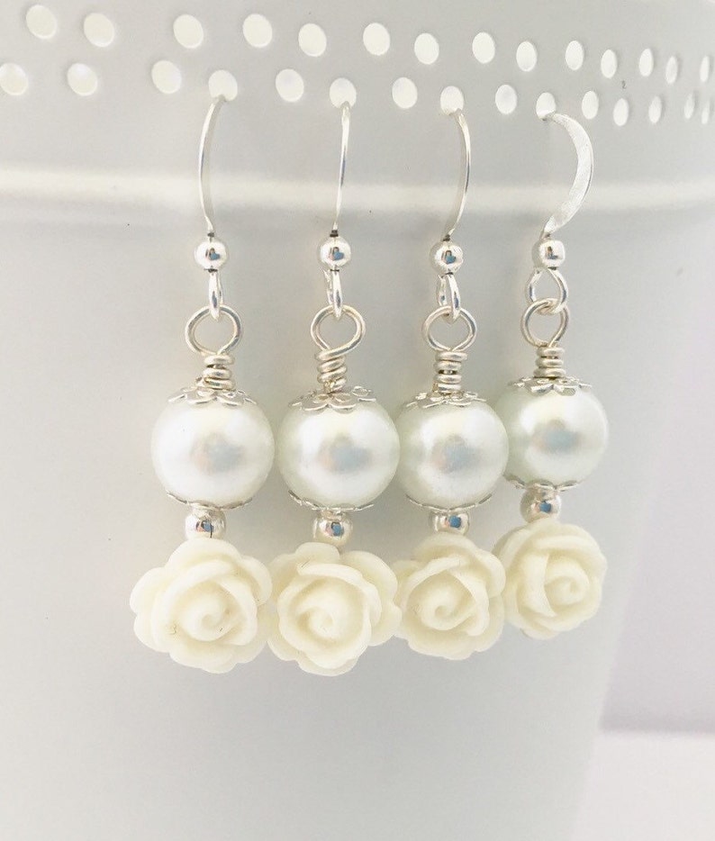 Flower Girl Earrings Flower Girl Gift Sterling Silver Girls Etsy