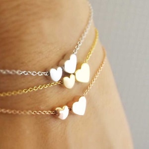 Rose Gold Double Heart Bracelet heart bracelet, 2 hearts bracelet, rose gold heart bracelet, bridesmaid gift, wedding jewelry, valentine image 3