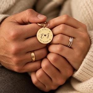 Runder Koordinaten Schlüsselbund | Personalisierte Lage Geschenk | Jubiläums-Andenken | Geschichte
