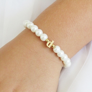 Personalized flower girl bracelet lowercase initial , personalized pearl bracelet, flower girl gift jewelry, wedding jewelry for kids image 5