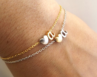 Two tone silver or gold initial bracelet, personalised bridesmaid gift, personalized bridesmaid Jewelry , initial bracelet