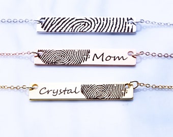 Actual Fingerprint Necklace Personalized Fingerprint Jewelry Identification Custom Gift for Her Baby Child Fingerprint Anniversary Gift