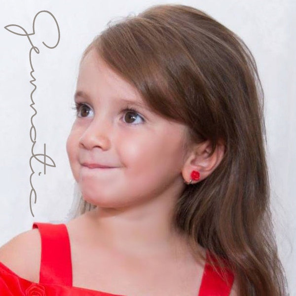 Girls flower clip on earrings, Flower Girl Gift, Children's Earrings, Little Girls Flower Studs ,Clip Ons For Kids ,Kids Studs, kids gift