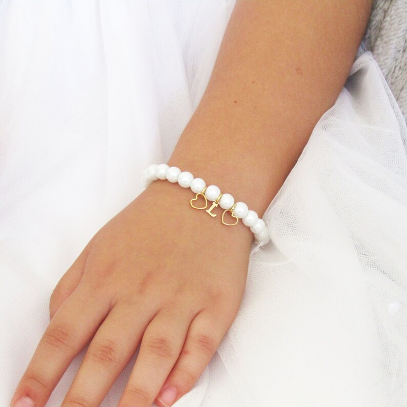 Gold Personalized Flower Girl Bracelet, Flower Girl Gift, Kids Jewelry, Wedding Jewelry ,Toddler Bracelet Gift , Flower Girl Jewelry image 3