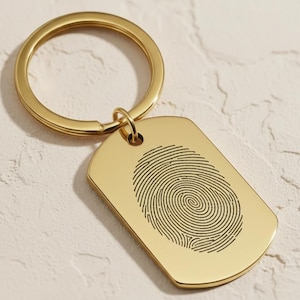 Real Fingerprint Keychain, Stainless Steel Memorial Keepsake Gift