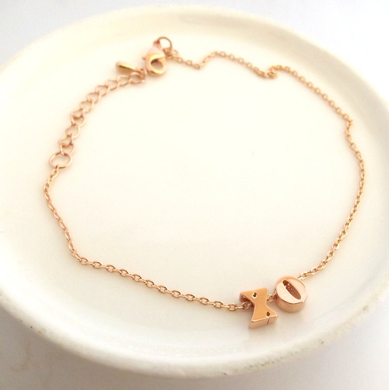 Xo bracelet silver rose gold gold plated xo bracelet, hugs and kisses bracelet, bridesmaid gift, valentine gift, girlfriend gift image 5