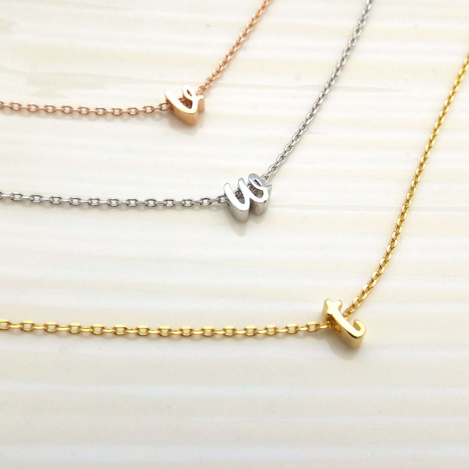 Silver Gold Rose Gold Children's Initial Necklace Etsy