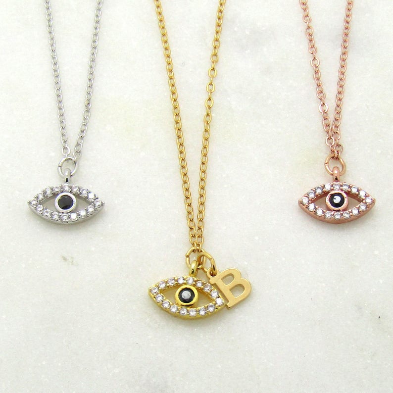 Evil Eye and Initial Choker-Personalized Evil Eye Necklace-Evil Eye Jewelry-Personalized Chokers-Women/'s Necklaces Gifts For Her-Lucky Eye