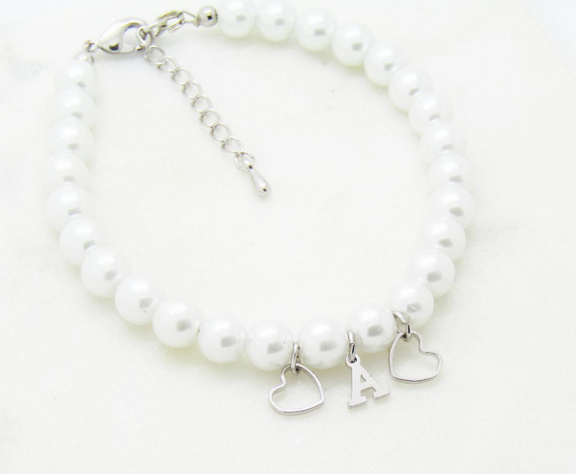 Silver Personalized Flower Girl Bracelet Flower Girl Gift Etsy