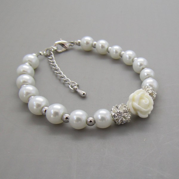 Flower Girl Gift, flower girl bracelet, kids bracelet, flower girl pearl bracelet, kids jewelry for wedding, children's bracelet