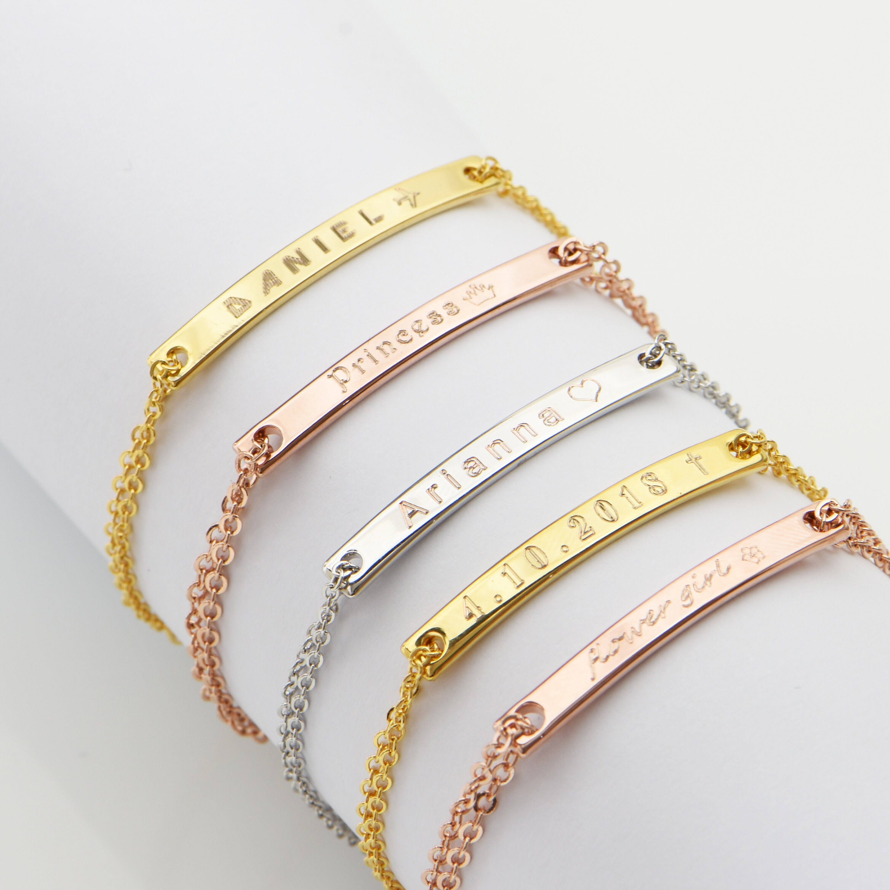 Children's Name Bracelet, Children's Jewelry, Girls Baptism Gift,Rose