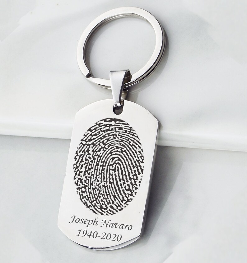 Fingerprint Key Chain Memorial Gift Actual Finger Print Key Etsy