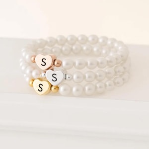 Children&#39;s Initial and Heart Bracelet Flower Girl Gift Kids Jewelry Wedding Gift for Kids Flower girl Proposal Baby Child Infant Bracelet