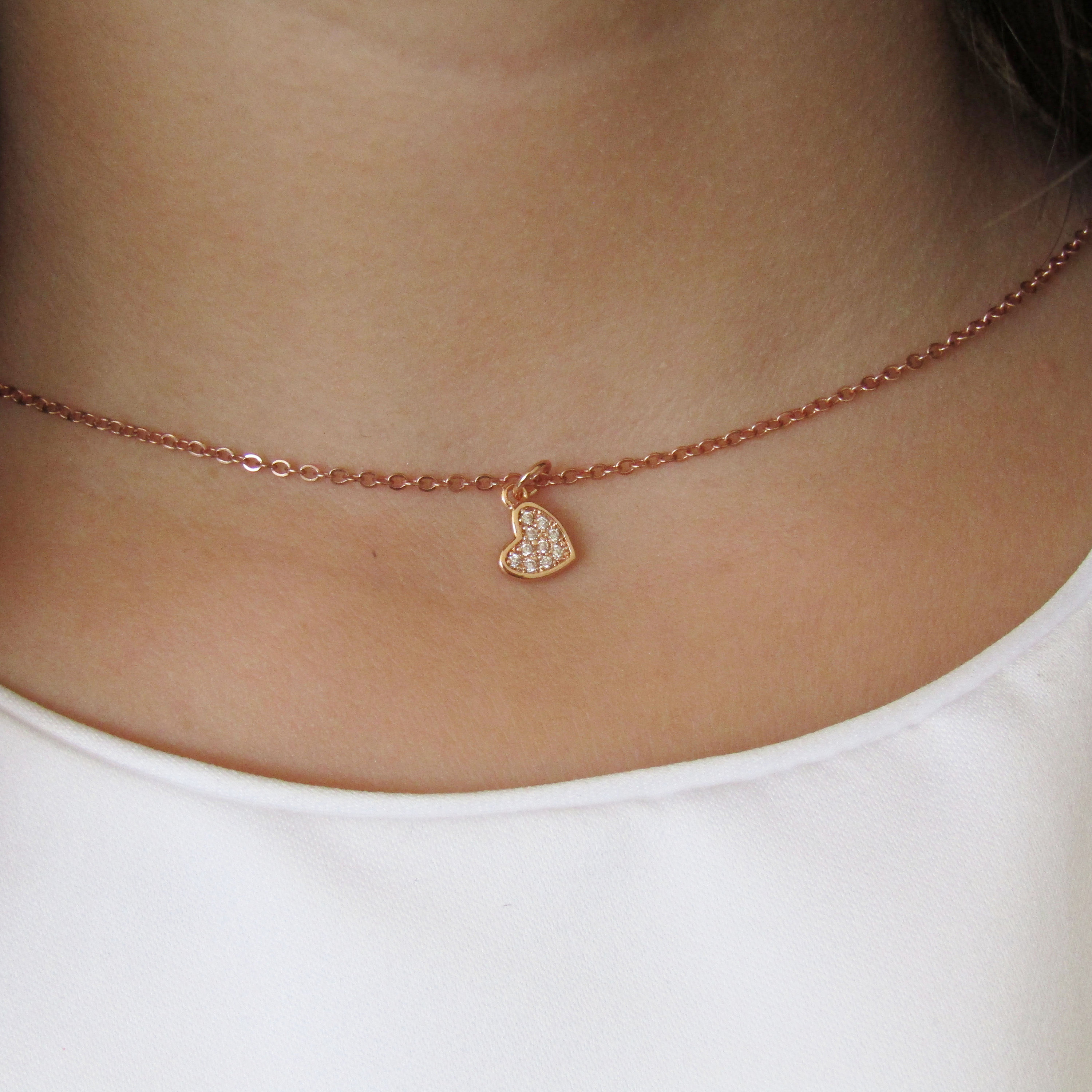 Children's Heart Necklace//cubic Zirconia//silver Rose Etsy