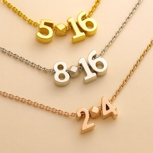 Date Necklace-Silver Rose Gold or 16k Gold Plated-Custom Wedding Date Necklace-Wedding Anniversary Gift-Personalized Date Necklace-Wife Gift