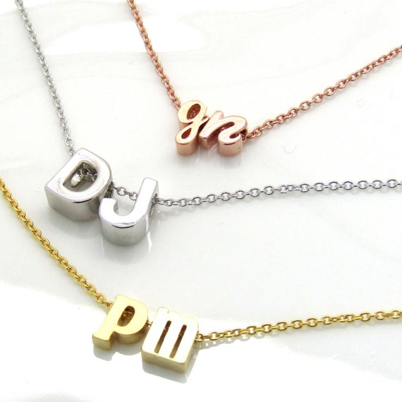 Double Initial Necklace Lowercase 