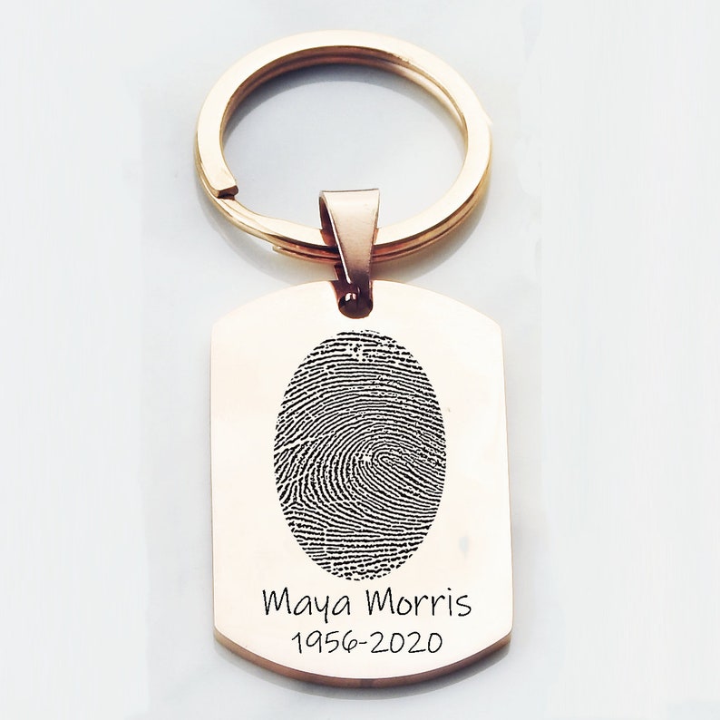 Fingerprint Key Chain Memorial Gift Actual Finger Print Key Etsy