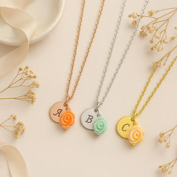 Personalized Flower Girl Necklace, Flower Girl Gift, Kids Jewelry