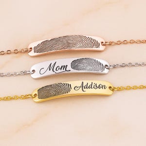 Personalized Fingerprint Bracelet Gifts for Her Finger Print Name Bracelet Wedding Anniversary Gift Best Friend Bracelet Memorial Jewelry