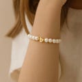 Flower Girl Gift , Gold Lowercase Initial Bracelet For Kids, Personalized Flower Girl Bracelet, Baby Child Infant Toddler Stretch Bracelet
