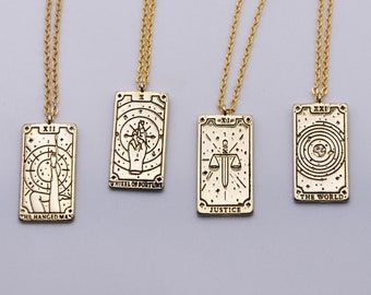 Gold plated tarot card necklace, Tarot card jewelry, The hangman tarot necklace, gifts for tarot lovers, gifts for her, teen necklace