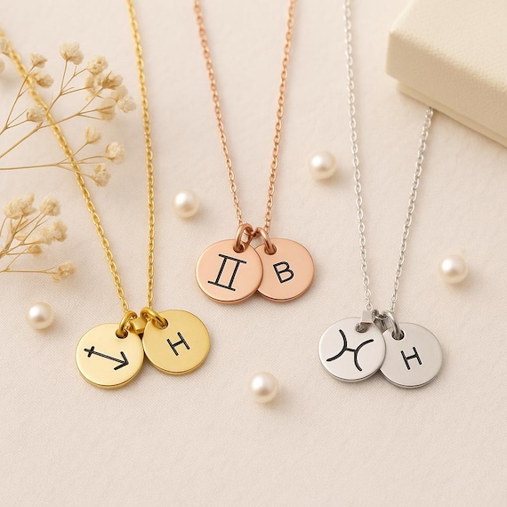 Personalized Zodiac Necklace, Zodiac Sign Necklace, Starsign