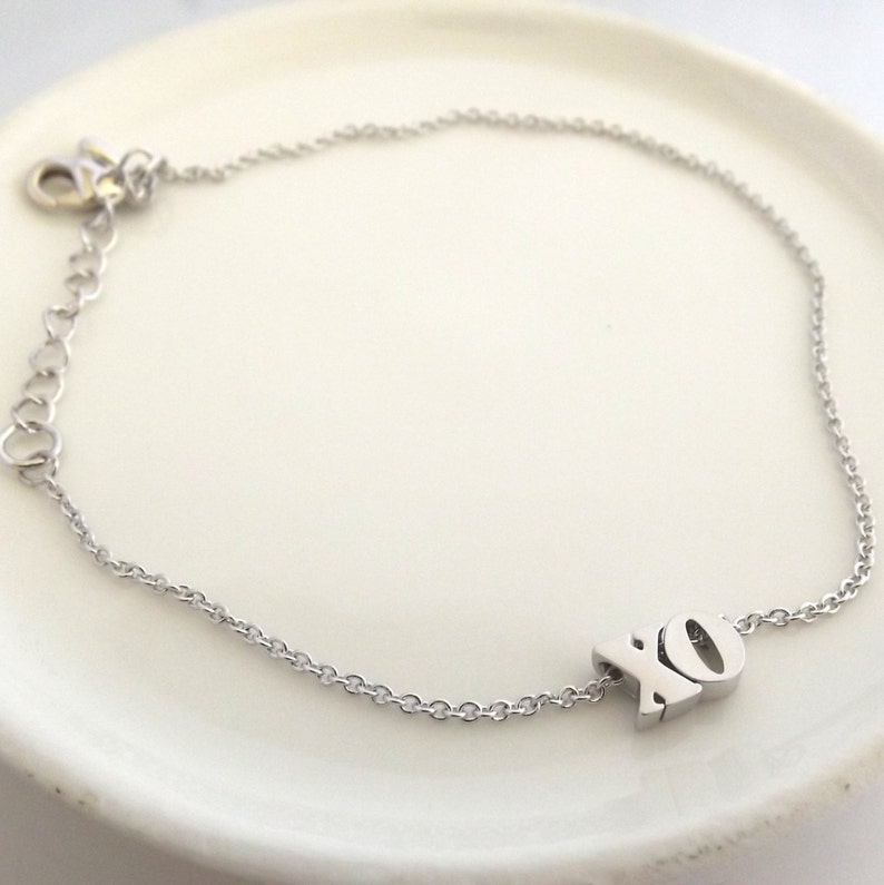 Silver XO Bracelet Bridesmaid Gift Best Friend Gift Etsy