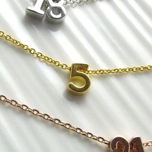 Gold number necklace custom number necklace in 16k gold plated, gold lucky number necklace, wife gifts mom personalized number image 1