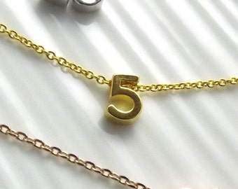 Gold number necklace- custom number necklace in 16k gold plated, gold lucky number necklace, wife gifts mom personalized number