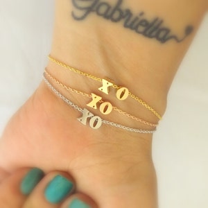 Xo bracelet silver rose gold gold plated xo bracelet, hugs and kisses bracelet, bridesmaid gift, valentine gift, girlfriend gift image 4