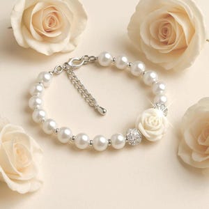 Blumenmädchen Geschenk, Blumenmädchen Armband, Kinder Armband, Blumenmädchen Perlenarmband, Kinderschmuck für Hochzeit, Kinderarmband