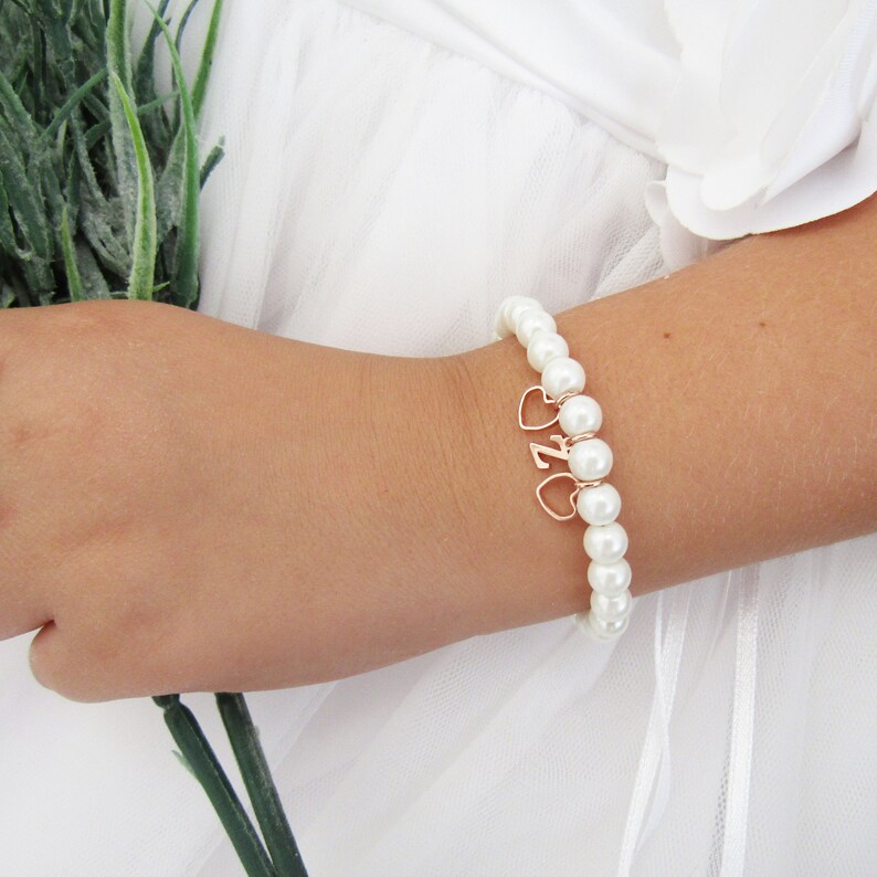 Rose Gold Personalized Flower Girl Bracelet Flower Girl Gift Etsy