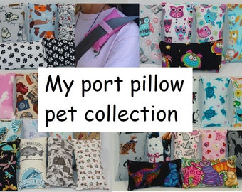 chemo port pillow, Pacemaker, mediport, seat belt pillow, cushion, Chemo Port, cats, dogs, owls, pets, rabbits, Frogs, Otters, turtles