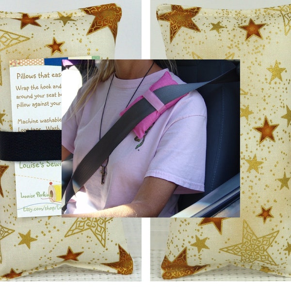 seat belt pillow for medical ports, Port or Pacemaker seat belt padding,  Chemo Port, port pillows, Mediport, gold stars